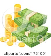 Poster, Art Print Of Greenbacks And Gold Coins