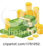 Poster, Art Print Of Greenbacks And Gold Coins