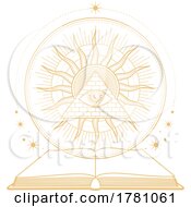 Poster, Art Print Of All Seeing Eye In A Pyramid With The Sun And Magic Book