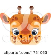 Poster, Art Print Of Giraffe Kawaii Square Animal Face Emoji Icon Button Avatar