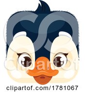 Poster, Art Print Of Penguin Kawaii Square Animal Face Emoji Icon Button Avatar