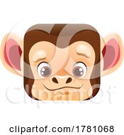 Poster, Art Print Of Monkey Kawaii Square Animal Face Emoji Icon Button Avatar