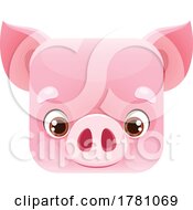 Pig Kawaii Square Animal Face Emoji Icon Button Avatar by Vector Tradition SM