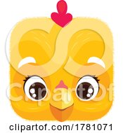 Poster, Art Print Of Chick Kawaii Square Animal Face Emoji Icon Button Avatar