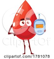 Poster, Art Print Of Blood Drop Mascot Holding A Diabetes Glucometer