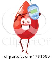 Poster, Art Print Of Happy Blood Drop Mascot Holding A Diabetes Glucometer