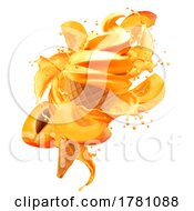 Poster, Art Print Of 3d Apricot Soft Serve Waffle Cone With Slices And Splash