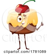 Poster, Art Print Of Cherry Topped Chocolate Cake Mascot