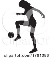 Silhouetted Of Female Footballer Soccer Player