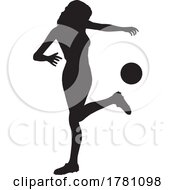 Poster, Art Print Of Silhouetted Of Female Footballer Soccer Player
