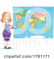 Poster, Art Print Of Female Teacher Pointing To A Map