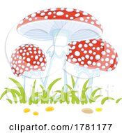 Poster, Art Print Of Fly Agaric Mushrooms And Grass