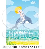 Poster, Art Print Of Boy Riding A Dolphin