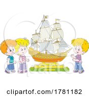 Children Admiring A Ship Model In A Musem by Alex Bannykh