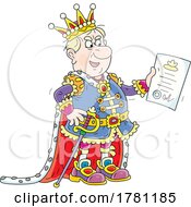 Cartoon Angry King Reading A Document