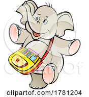 Poster, Art Print Of Cartoon Cute Baby Elephant With A Bag
