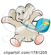 Cartoon Cute Baby Elephant With A Bag