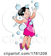 Poster, Art Print Of Girl Jumping And Playing In Bubbles