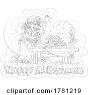 Poster, Art Print Of Witch Using A Spell Book Over Happy Halloween Text