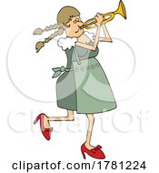 Cartoon Female German Oktoberfest Trumpet Musician