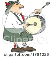 Cartoon German Oktoberfest Drummer Musician
