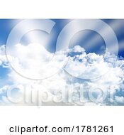 Blue Sunny Sky Background With Fluffy White Clouds