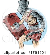 Roman Gladiator Hand Drawn Color On White Background