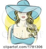 Poster, Art Print Of Beautiful Woman Blonde With Blue Hat