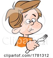 Cartoon Boy Holding A Fork And Eating Something Gross