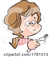 Cartoon Girl Holding A Fork And Eating Something Gross