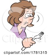 Cartoon Woman Holding A Fork And Eating Something Gross