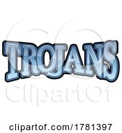 Trojans Sports Team Name Text Retro Style