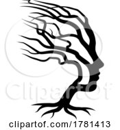Poster, Art Print Of Optical Illusion Woman Face Tree Silhouette