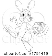 Easter Bunny Rabbit With Easter Egg Basket Cartoon