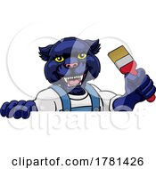 Poster, Art Print Of Panther Painter Decorator Holding Paintbrush