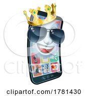 Poster, Art Print Of Mobile Phone Cool Shades King Crown Cartoon Mascot