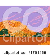 East Temple Mountain In Zion National Park Washington County Utah WPA Poster Art