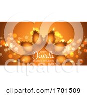 Poster, Art Print Of Elegant Banner For Diwali With Golden Lanterns Design