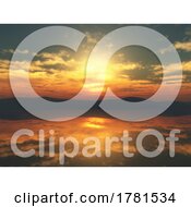 Poster, Art Print Of 3d Sunset Landscape With Sky Reflected In Water