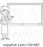 Poster, Art Print Of Cartoon Black And White Teacher At A Chalkboard