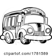 Poster, Art Print Of Cartoon Black And White School Bus