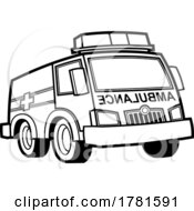 Poster, Art Print Of Cartoon Black And White Ambulance