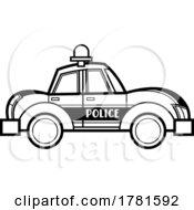 Poster, Art Print Of Cartoon Black And White Police Car