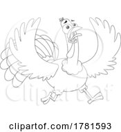 Cartoon Black And White Scared Thanksgiving Turkey Bird