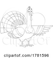 Poster, Art Print Of Cartoon Black And White Thanksgiving Turkey Bird Pointing