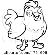 Poster, Art Print Of Cartoon Black And White Crazy Chicken
