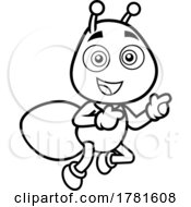 Cartoon Black And White Ant Pointing