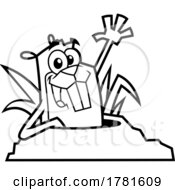 Poster, Art Print Of Cartoon Black And White Gopher Or Marmot Waving