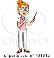 Cartoon Teacher Holding A Pointer Stick