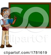 Cartoon Teacher At A Chalkboard